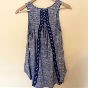 Altar’d State Heather Blue Lace Up Swing Tank